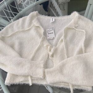 Nordstrom Cream Fuzzy Cardigan